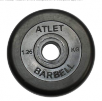 Блин обрезиненный MB Barbell Atlet 1,25 кг сталь Atlet 26 мм черный Арт2