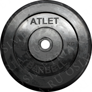Диск 10кг обрезиненный Barbell Atlet (d=26 mm)