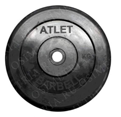 Блин обрезиненный MB Barbell Atlet 10 кг сталь MB Barbell Atlet 10 26 мм черный 1