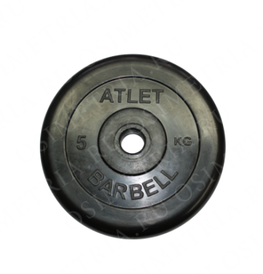 Блин обрезиненный MB Barbell Atlet 5 кг сталь 26 мм черный